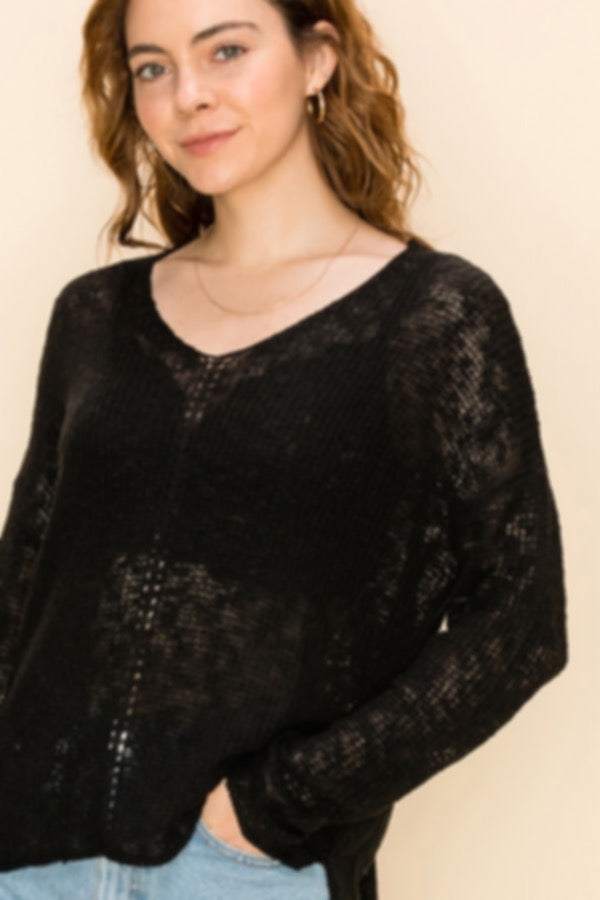 Sheer 2024 black sweater