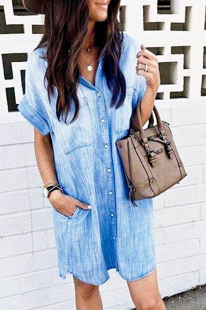Denim Short Sleeve T-Shirt Dress