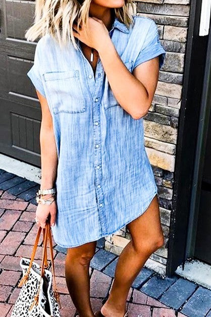white christmas dresses Hattie Jersey T-shirt Dress-Denim Blue
