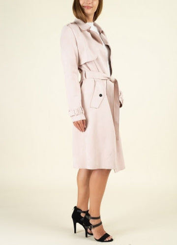 Blush Suede Like Trench Coat