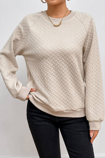 Textured Dressy Sweatshirt Beige