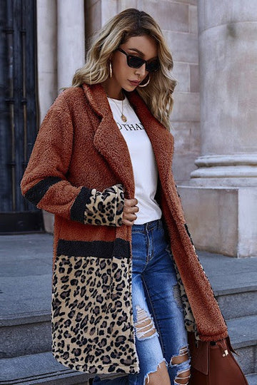 Brown Cheetah Print Fur Coat