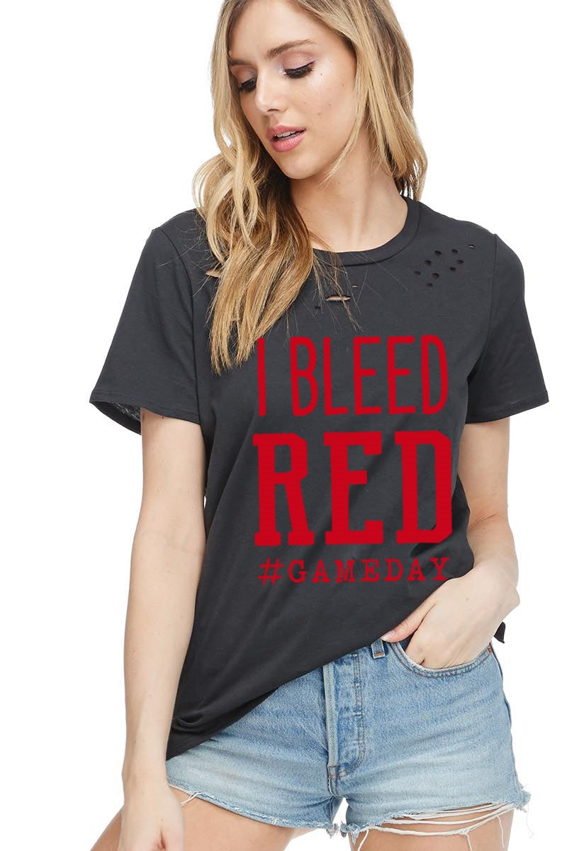 Short Sleeve Graphic T-Shirt 'I Bleed Red #gameday’