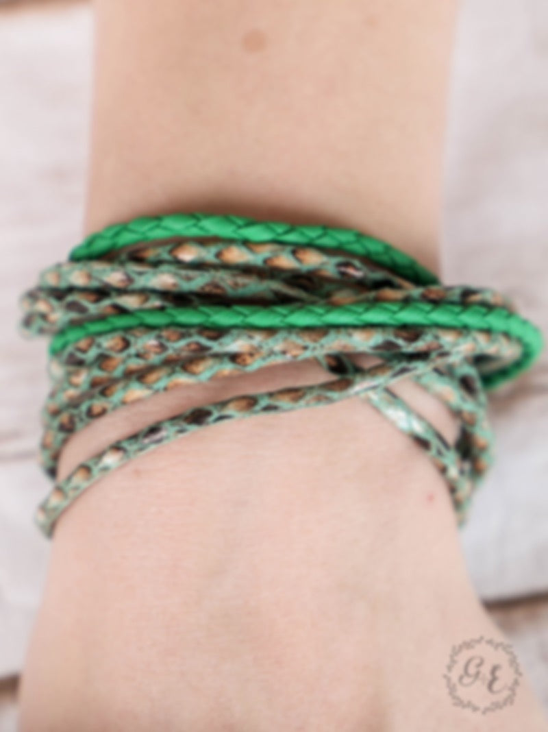 Green Snakeskin Wrap Bracelet